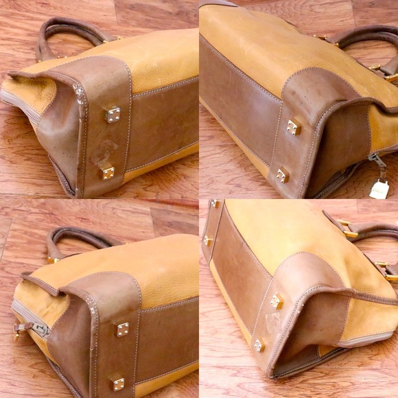 LOEWE Amazona 35 Anagram Embossed Leather Brown  Handbag Authentic Vintage - Picture 9 of 14